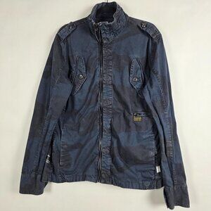 G Star Military Blue Camo 100% Cotton Mens XL Long Sleeve Full Zip Denim Jacket
